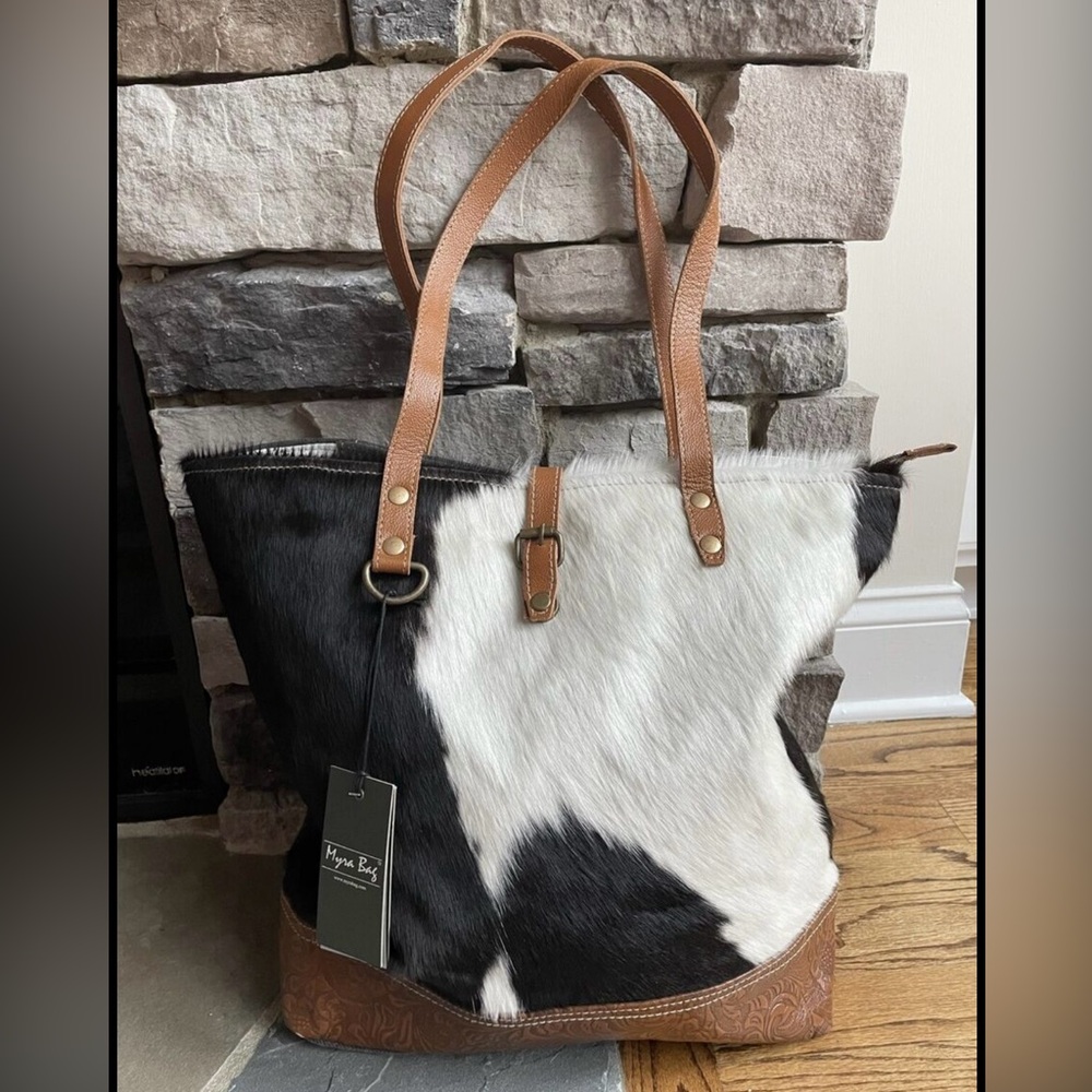 Myra Rock Strewn Leather and Hairon Tote Bag